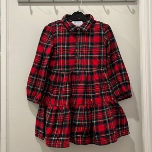 Long-Sleeve Tiered Flannel Shirt Dress for Toddler Girls